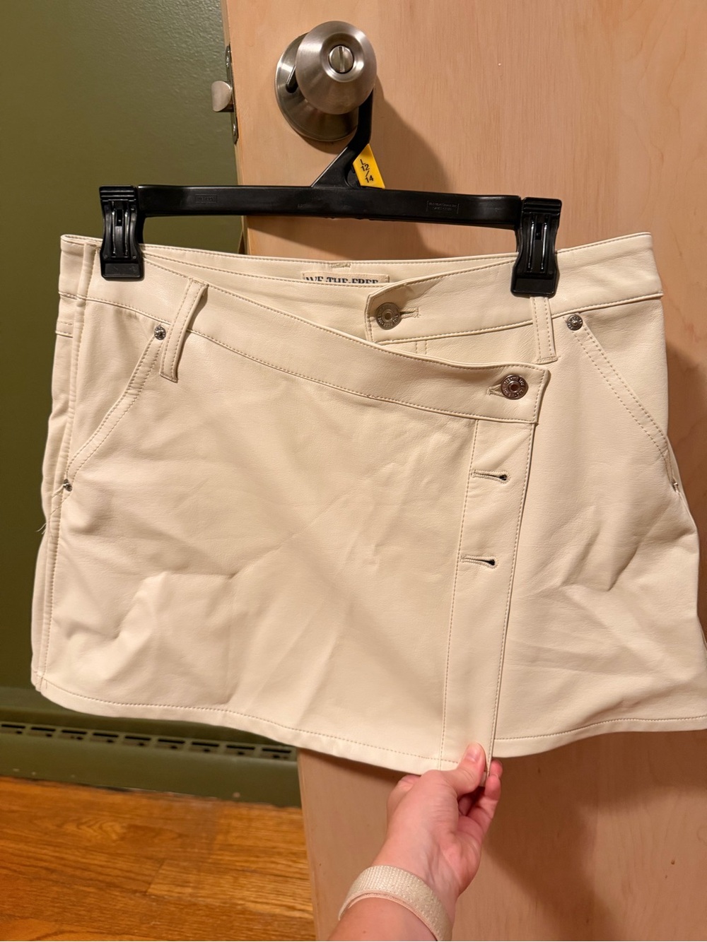 We The Free Cream Asymmetrical Vegan-Leather Skirt